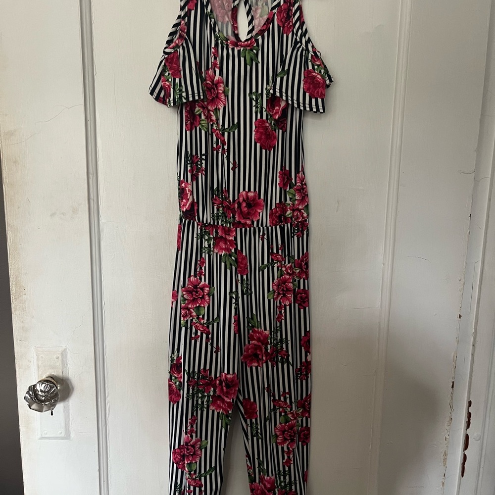 XOXO Floral and Striped Kids Jumpsuit